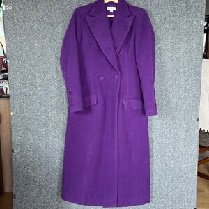 Sergio Hudson x Target Full-Length Notch Lapel Coat Sz S Purple Office Preppy